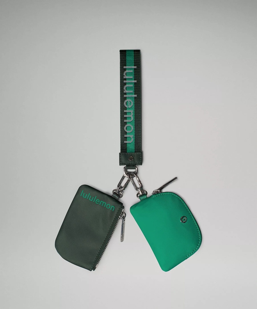 Dual Pouch Wristlet Wordmark Green