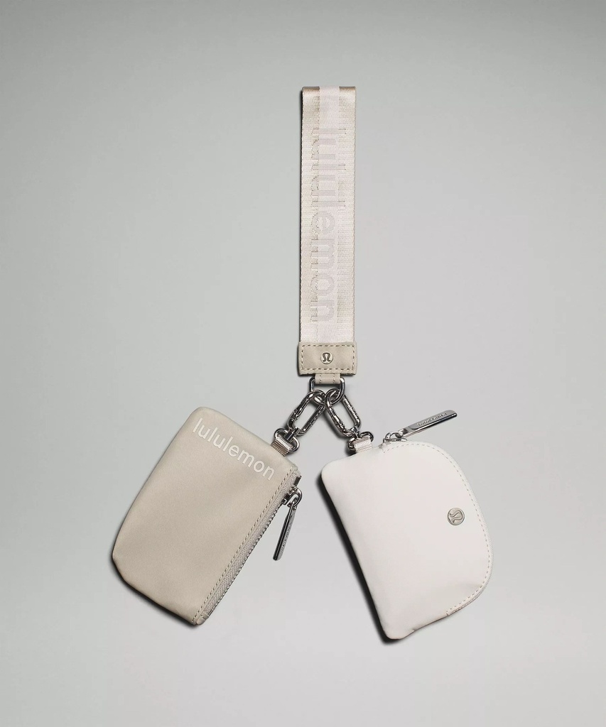 Dual Pouch Wristlet Wordmark White Opal