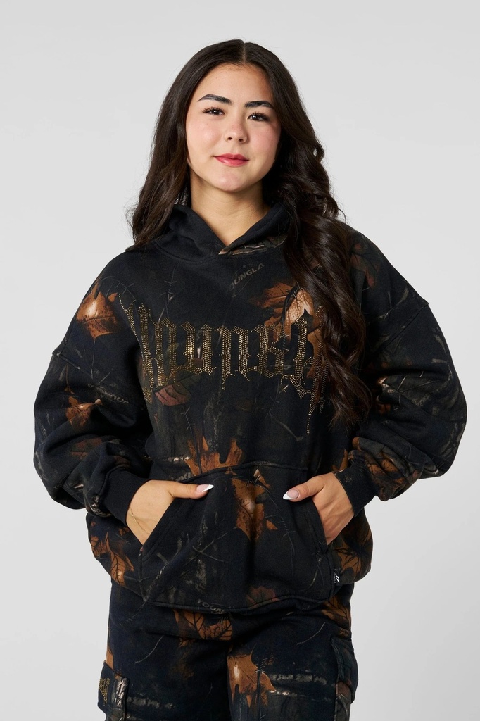 Camo Bling Hoodie - Black Barbed Wire Camo