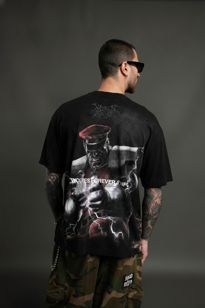 Darc M. Bison "Side By Side" Series Premium Oversized Tee in Black