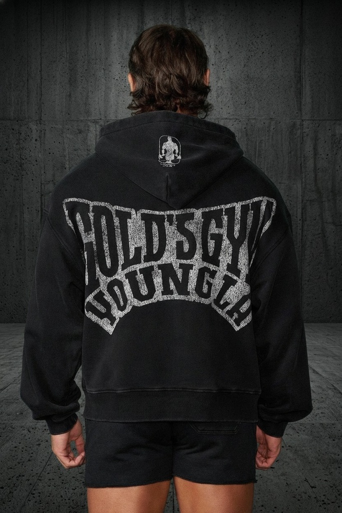 Golds Gym Throwback Zip-ups - Black Wash