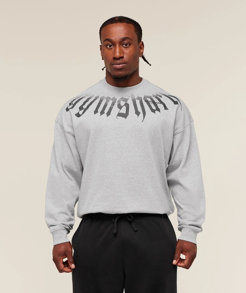 Gymshark Fade Graphic Long Sleeve T-Shirt - Light Grey Core Marl