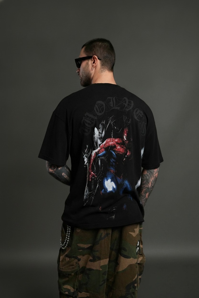 Webs and Shadows Premium Oversized Tee in Black