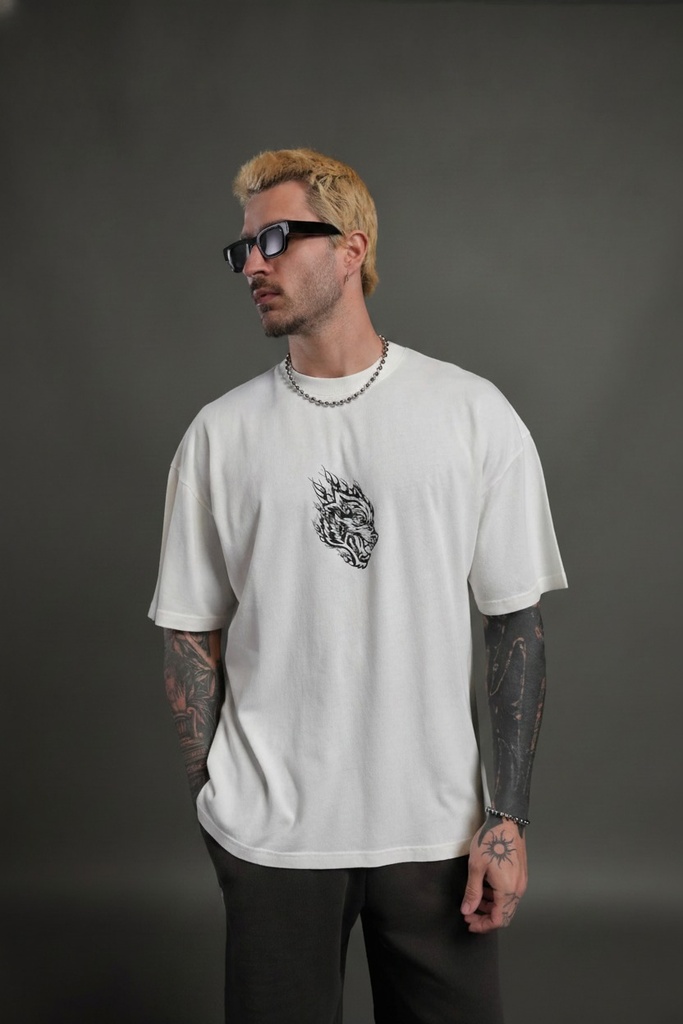 WOLVES INFERNO "PREMIUM" OVERSIZED TEE IN CREAM